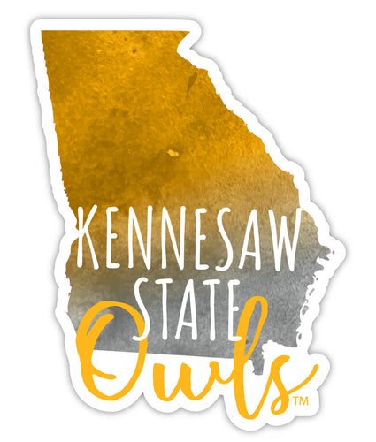 Kennesaw State University 4-Inch Watercolor State Shaped NCAA Vinyl Decal Sticker for Fans, Students, and Alumni