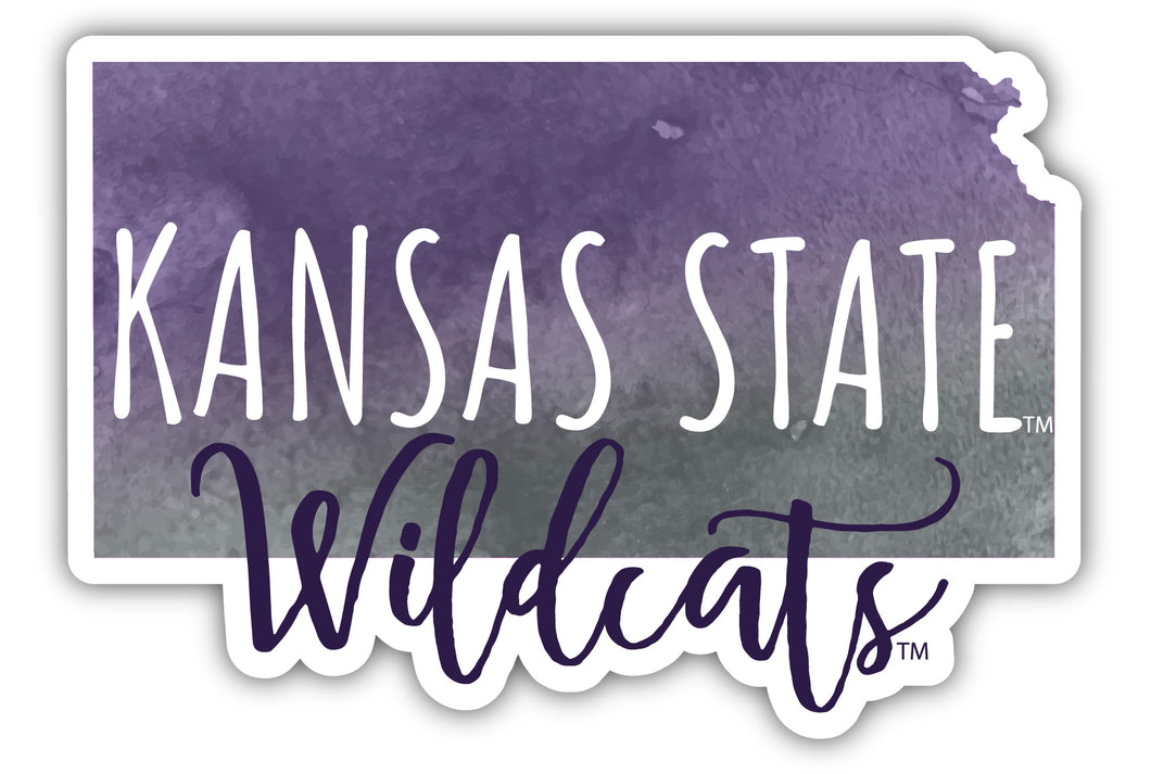Kansas State Wildcats 4-Inch Watercolor State Shaped NCAA Vinyl Decal Sticker for Fans, Students, and Alumni