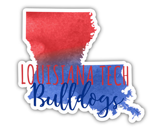 Louisiana Tech Bulldogs 4-Inch Watercolor State Shaped NCAA Vinyl Decal Sticker for Fans, Students, and Alumni