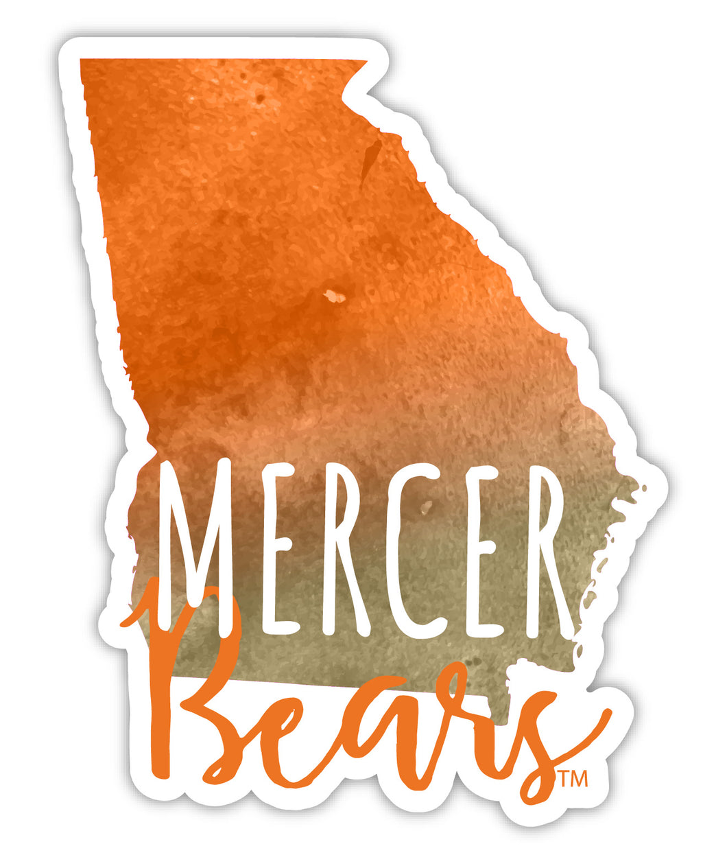Mercer University 4-Inch Watercolor State Shaped NCAA Vinyl Decal Sticker for Fans, Students, and Alumni