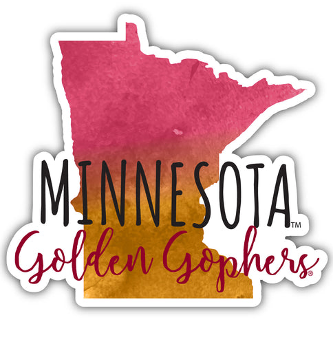 Minnesota Gophers 4-Inch Watercolor State Shaped NCAA Vinyl Decal Sticker for Fans, Students, and Alumni