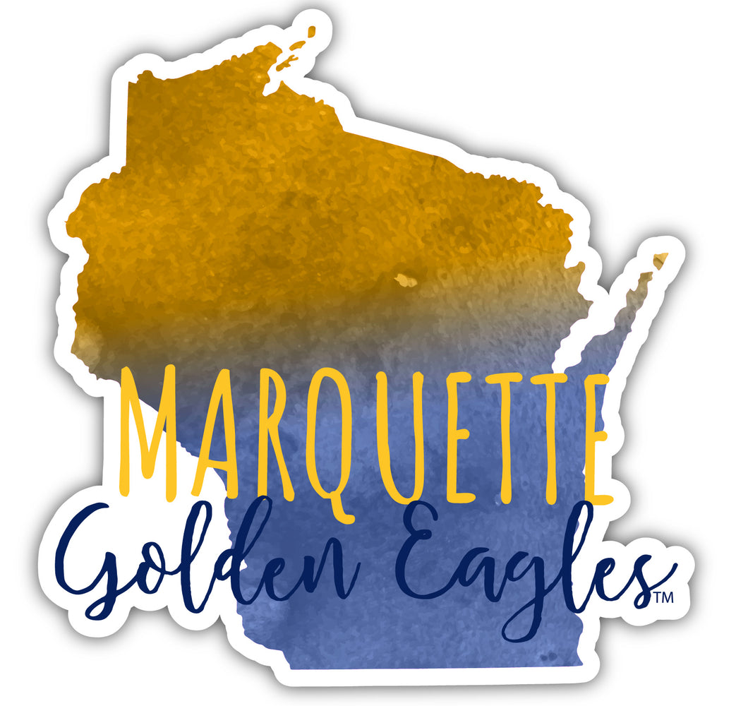 Marquette Golden Eagles 4-Inch Watercolor State Shaped NCAA Vinyl Decal Sticker for Fans, Students, and Alumni