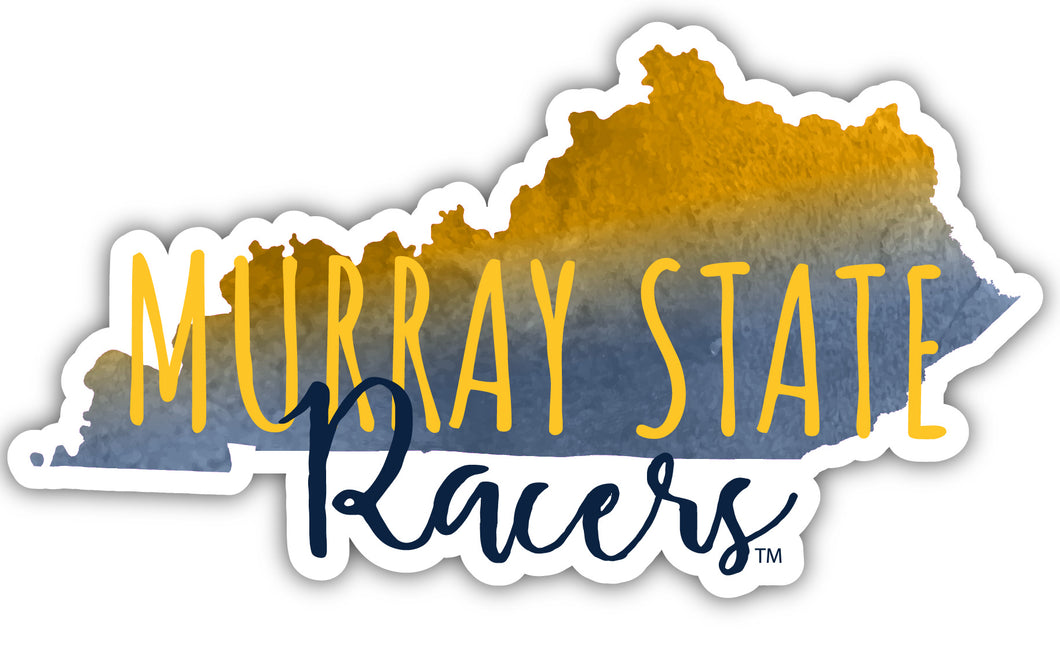Murray State University 4-Inch Watercolor State Shaped NCAA Vinyl Decal Sticker for Fans, Students, and Alumni
