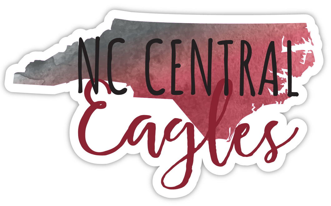 North Carolina Central Eagles 4-Inch Watercolor State Shaped NCAA Vinyl Decal Sticker for Fans, Students, and Alumni