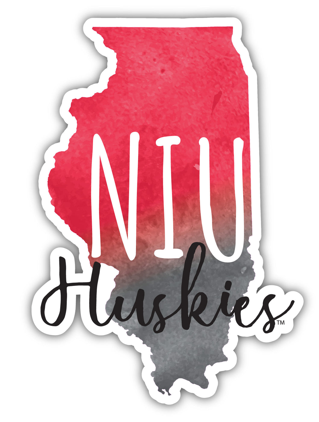 Northern Illinois Huskies 4-Inch Watercolor State Shaped NCAA Vinyl Decal Sticker for Fans, Students, and Alumni
