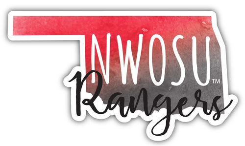 Northwestern Oklahoma State University 4-Inch Watercolor State Shaped NCAA Vinyl Decal Sticker for Fans, Students, and Alumni