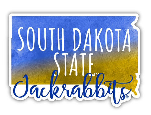 South Dakota State Jackrabbits 4-Inch Watercolor State Shaped NCAA Vinyl Decal Sticker for Fans, Students, and Alumni