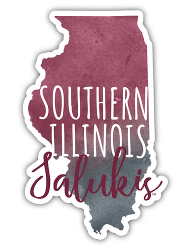 Southern Illinois Salukis 4-Inch Watercolor State Shaped NCAA Vinyl Decal Sticker for Fans, Students, and Alumni