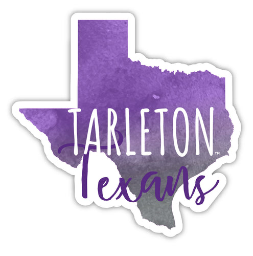 Tarleton State University 4-Inch Watercolor State Shaped NCAA Vinyl Decal Sticker for Fans, Students, and Alumni
