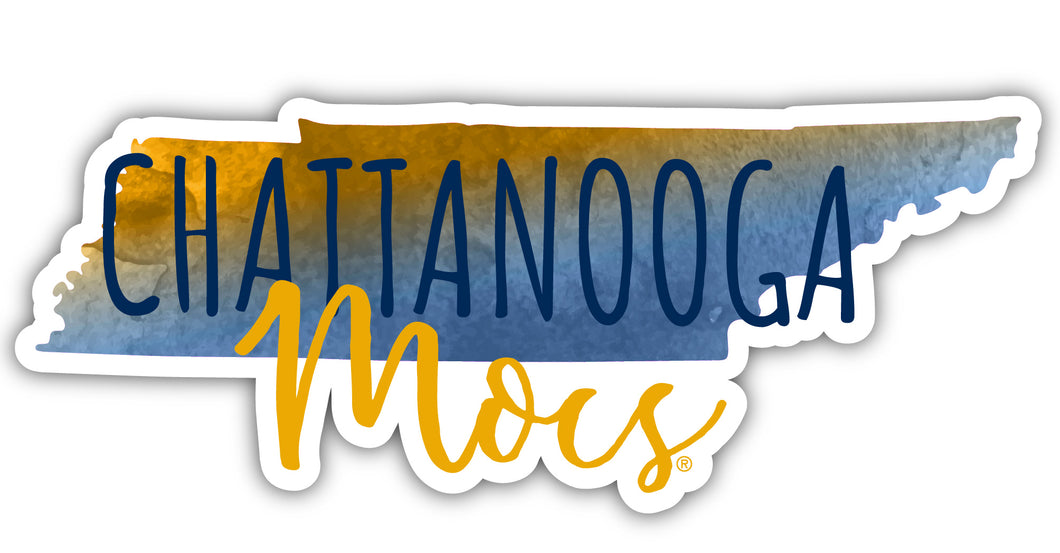 University of Tennessee at Chattanooga 4-Inch Watercolor State Shaped NCAA Vinyl Decal Sticker for Fans, Students, and Alumni