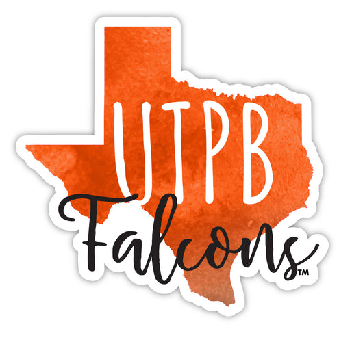 University of Texas of the Permian Basin 4-Inch Watercolor State Shaped NCAA Vinyl Decal Sticker for Fans, Students, and Alumni
