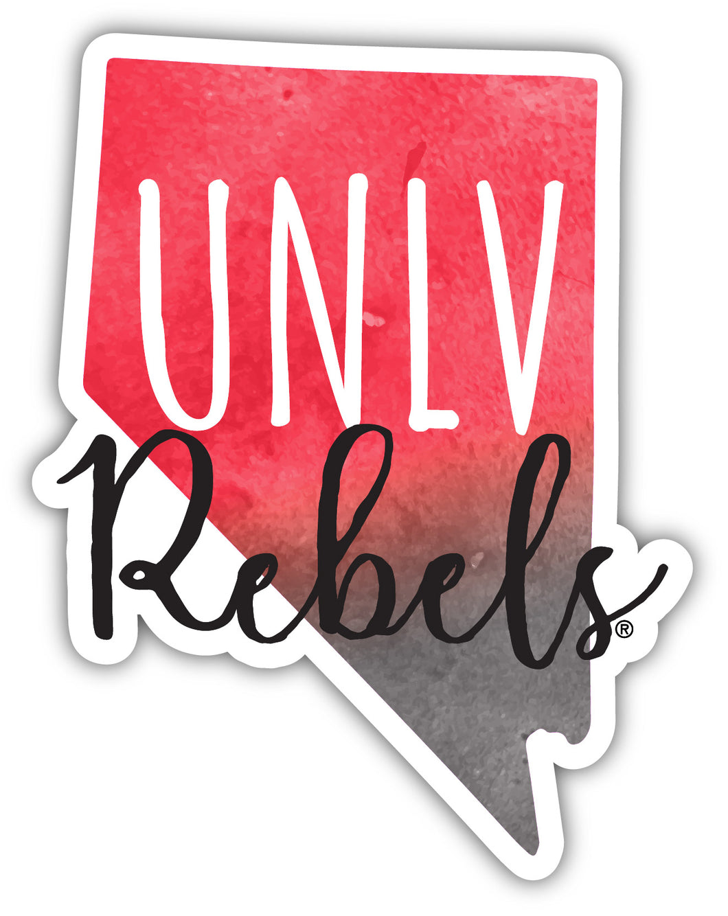 UNLV Rebels 4-Inch Watercolor State Shaped NCAA Vinyl Decal Sticker for Fans, Students, and Alumni