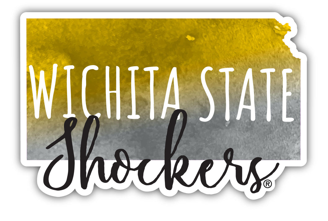 Wichita State Shockers 4-Inch Watercolor State Shaped NCAA Vinyl Decal Sticker for Fans, Students, and Alumni