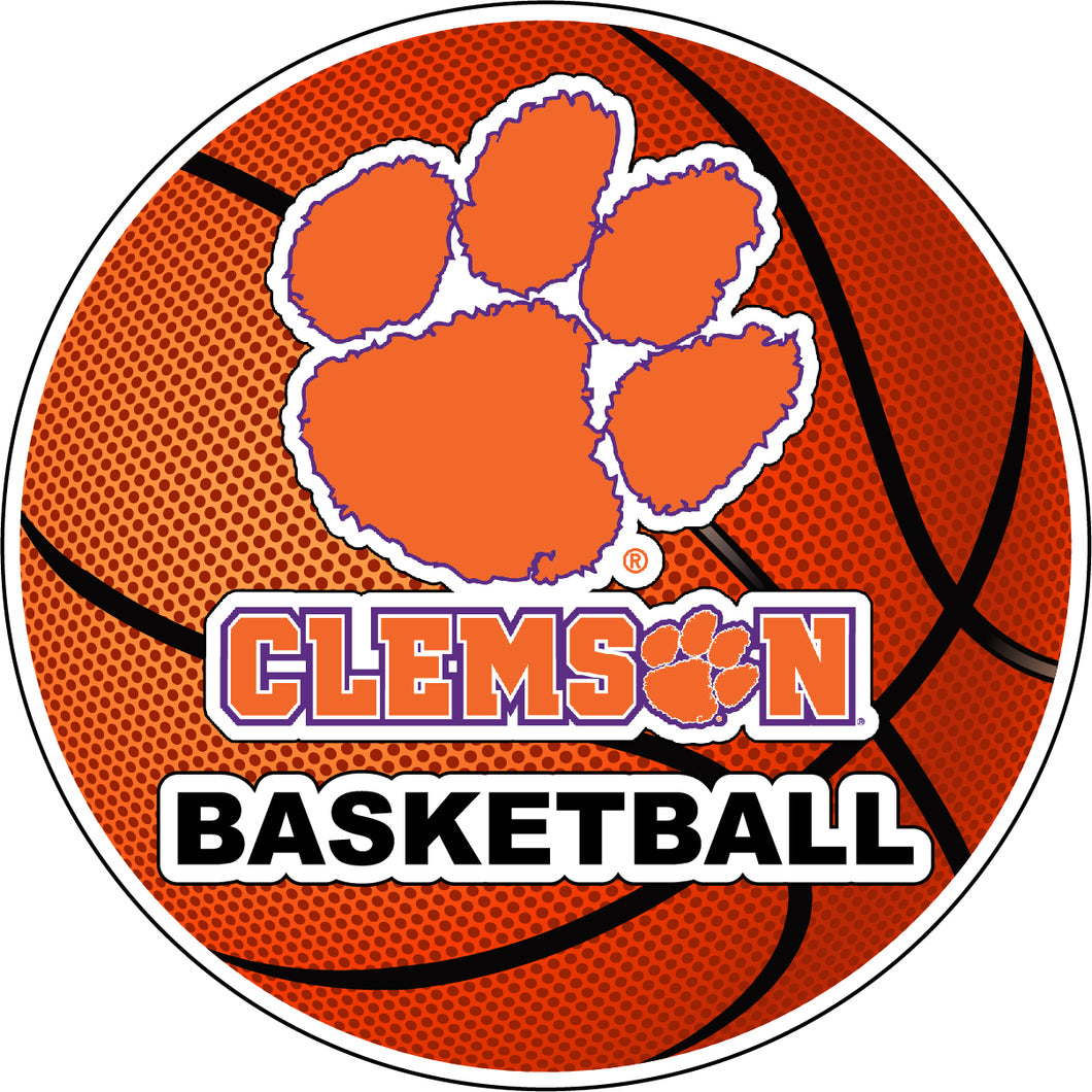 Clemson Tigers 4-Inch Round Basketball NCAA Hoops Pride Vinyl Decal Sticker
