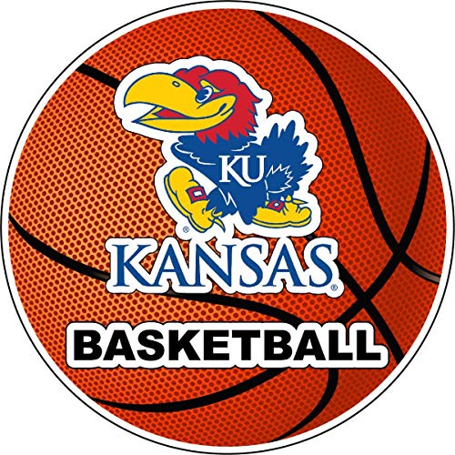 Kansas Jayhawks 4-Inch Round Basketball Vinyl Decal Sticker