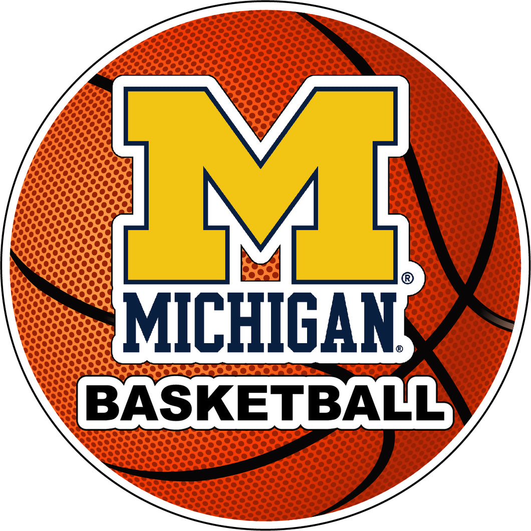 Michigan Wolverines 4-Inch Round Basketball NCAA Hoops Pride Vinyl Decal Sticker