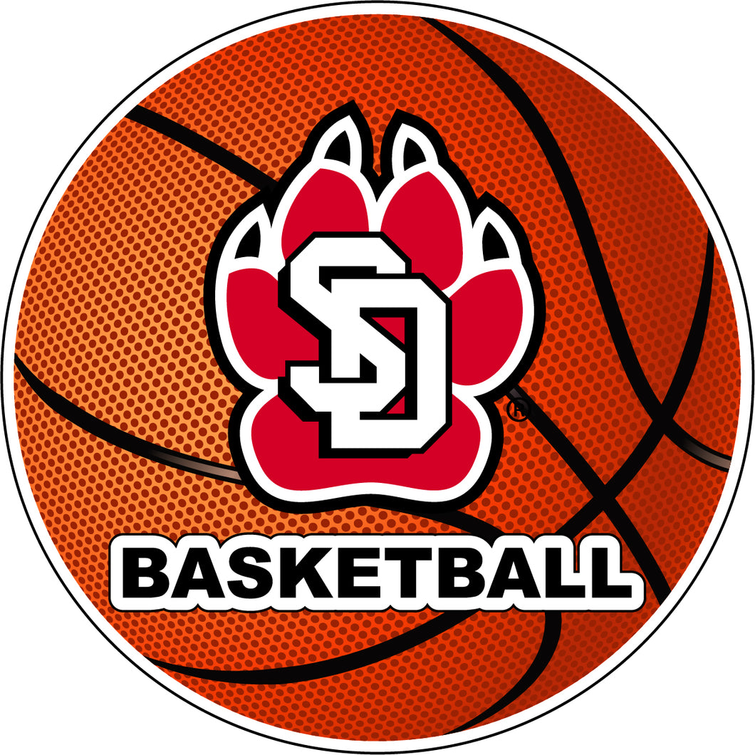 South Dakota Coyotes 4-Inch Round Basketball NCAA Hoops Pride Vinyl Decal Sticker
