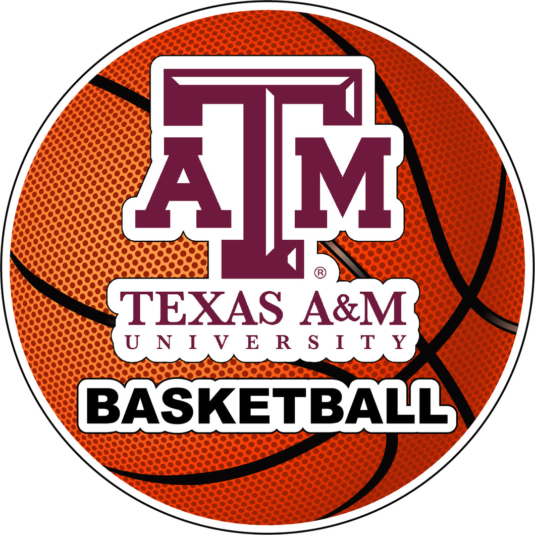 Texas A&M Aggies 4-Inch Round Basketball NCAA Hoops Pride Vinyl Decal Sticker