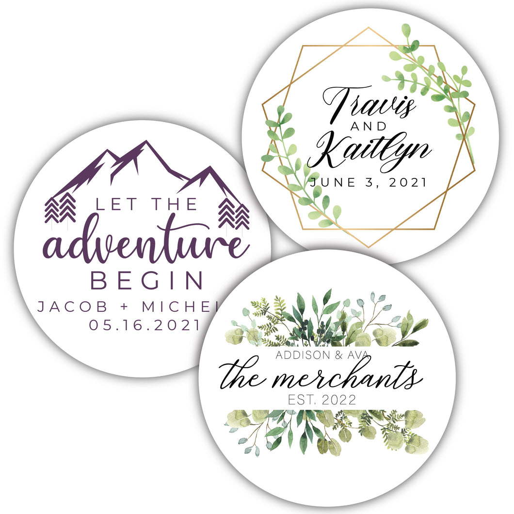 Bulk Wedding Gift Personalized Vinyl Stickers Decal Custom Made Wedding Favors Die Cut Circle