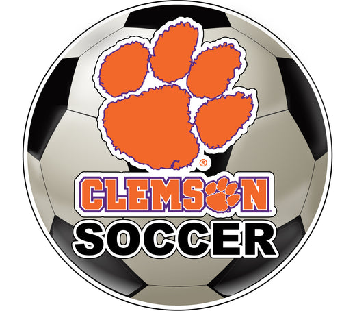 Clemson Tigers 4-Inch Round Soccer Ball NCAA Soccer Passion Vinyl Sticker