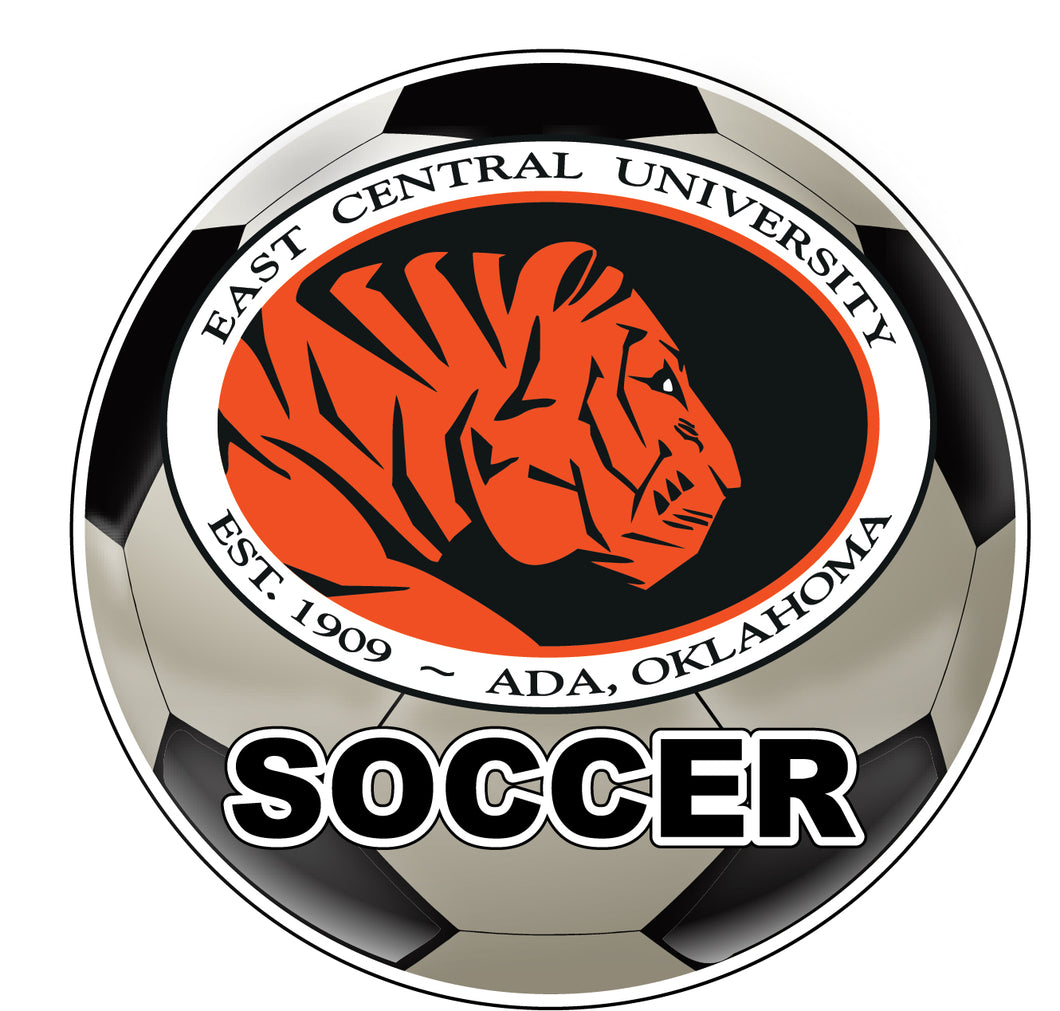 East Central University Tigers 4-Inch Round Soccer Ball NCAA Soccer Passion Vinyl Sticker
