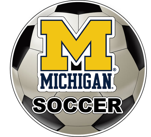 Michigan Wolverines 4-Inch Round Soccer Ball NCAA Soccer Passion Vinyl Sticker