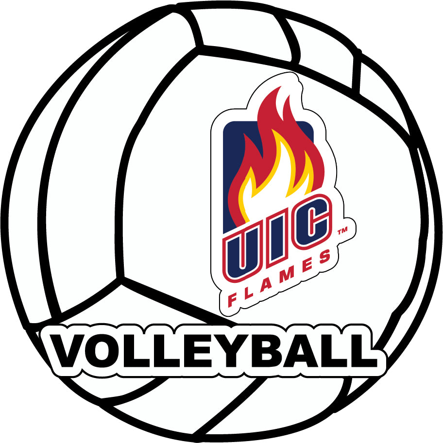 University of Illinois at Chicago 4-Inch Round Volleyball NCAA Vinyl Decal Sticker for Fans, Students, and Alumni