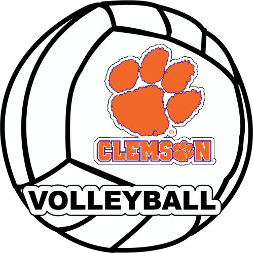 Clemson Tigers 4-Inch Round Volleyball NCAA Vinyl Decal Sticker for Fans, Students, and Alumni
