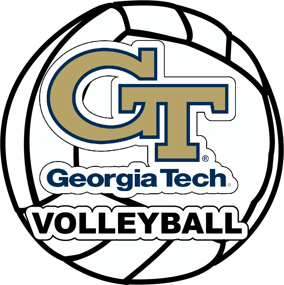Georgia Tech Yellow Jackets 4-Inch Round Volleyball NCAA Vinyl Decal Sticker for Fans, Students, and Alumni