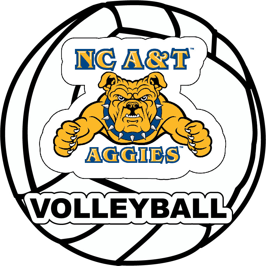 North Carolina A&T State Aggies 4-Inch Round Volleyball NCAA Vinyl Decal Sticker for Fans, Students, and Alumni