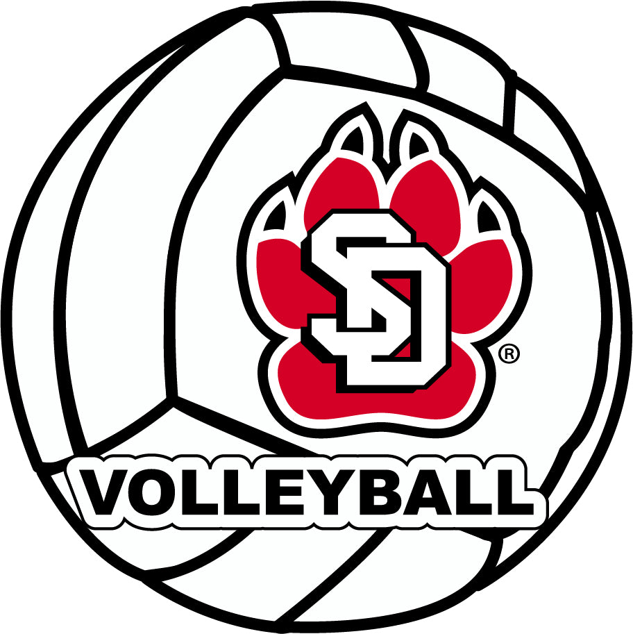 South Dakota Coyotes 4-Inch Round Volleyball NCAA Vinyl Decal Sticker for Fans, Students, and Alumni