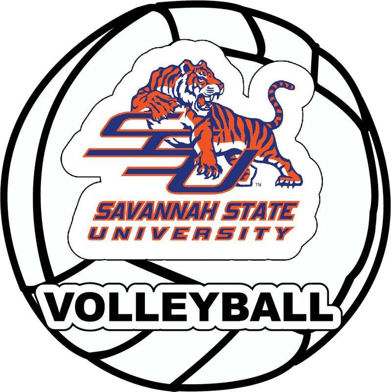 Savannah State University 4-Inch Round Volleyball NCAA Vinyl Decal Sticker for Fans, Students, and Alumni