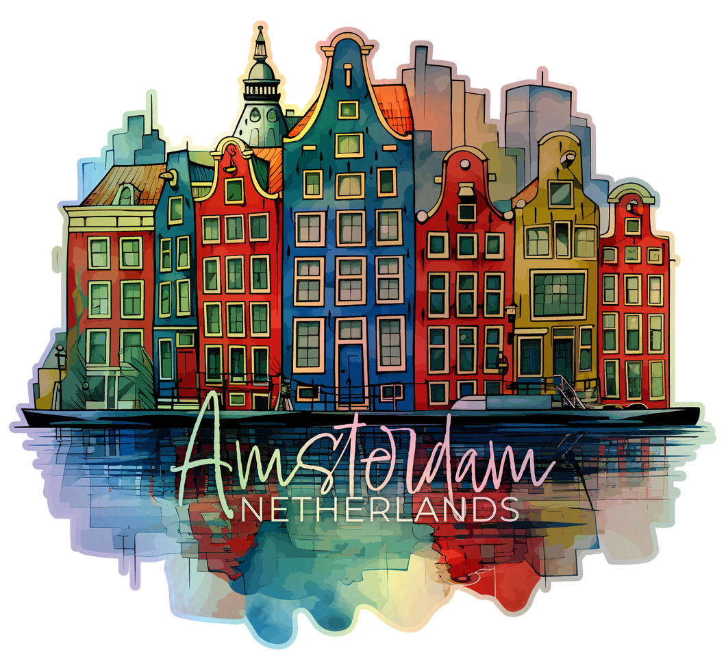 Amsterdam Netherlands Holographic Charm Durable Vinyl Decal Sticker C