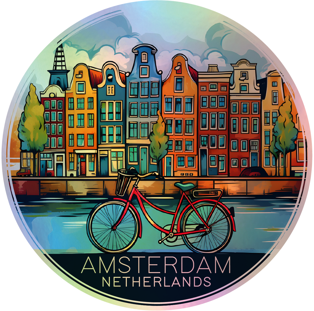 Amsterdam Netherlands Holographic Charm Durable Vinyl Decal Sticker D