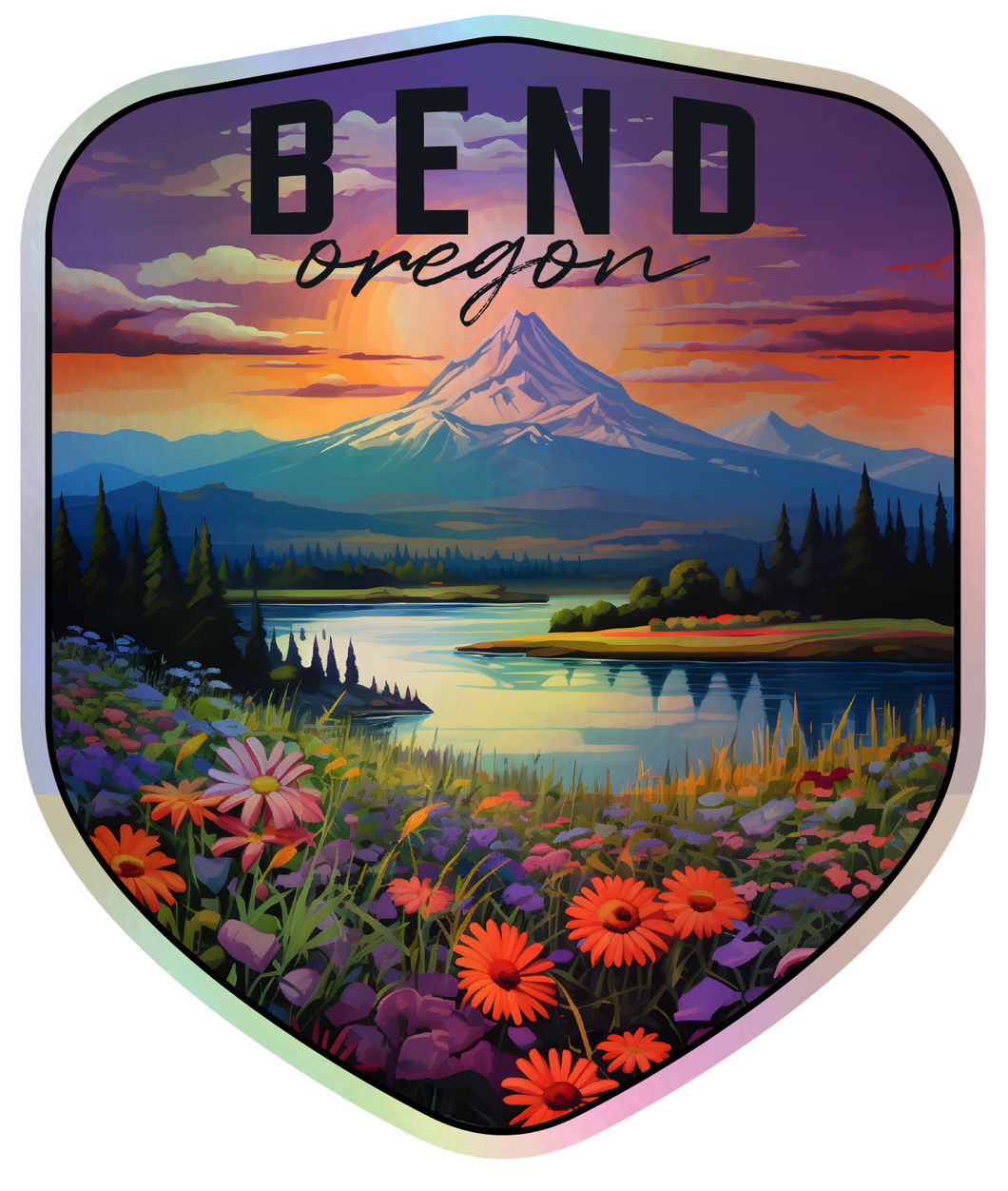 Bend Oregon Holographic Charm Durable Vinyl Decal Sticker A