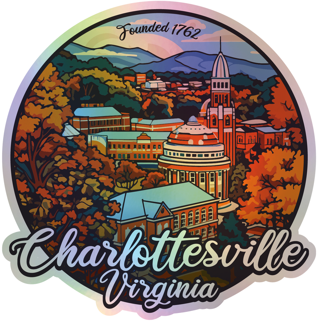 Chalottesville Virgina Holographic Charm Durable Vinyl Decal Sticker C