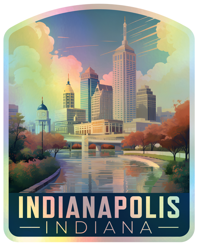 Indianapolis Indiana Holographic Charm Durable Vinyl Decal Sticker A
