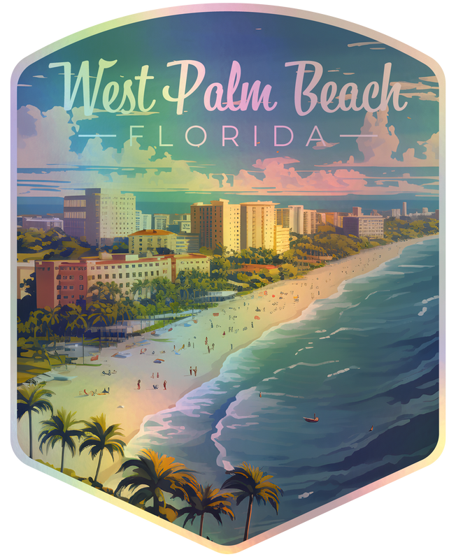 West Palm Beach Florida Holographic Charm Durable Vinyl Decal Sticker A