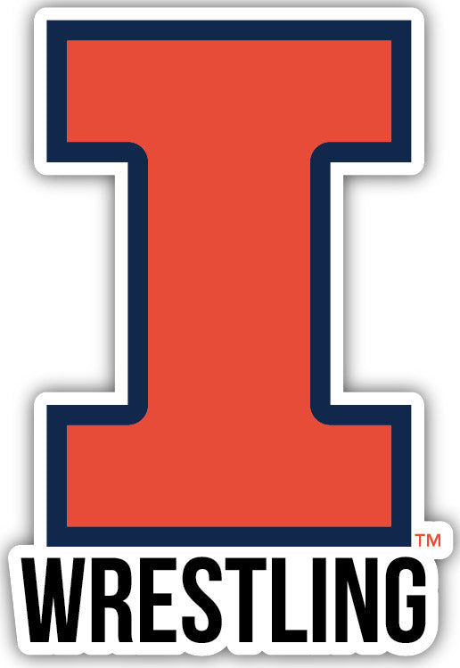 Illinois Fighting Illini 4-Inch Wrestling 25 Pack NCAA Vinyl Decal Sticker for Fans, Students, and Alumni
