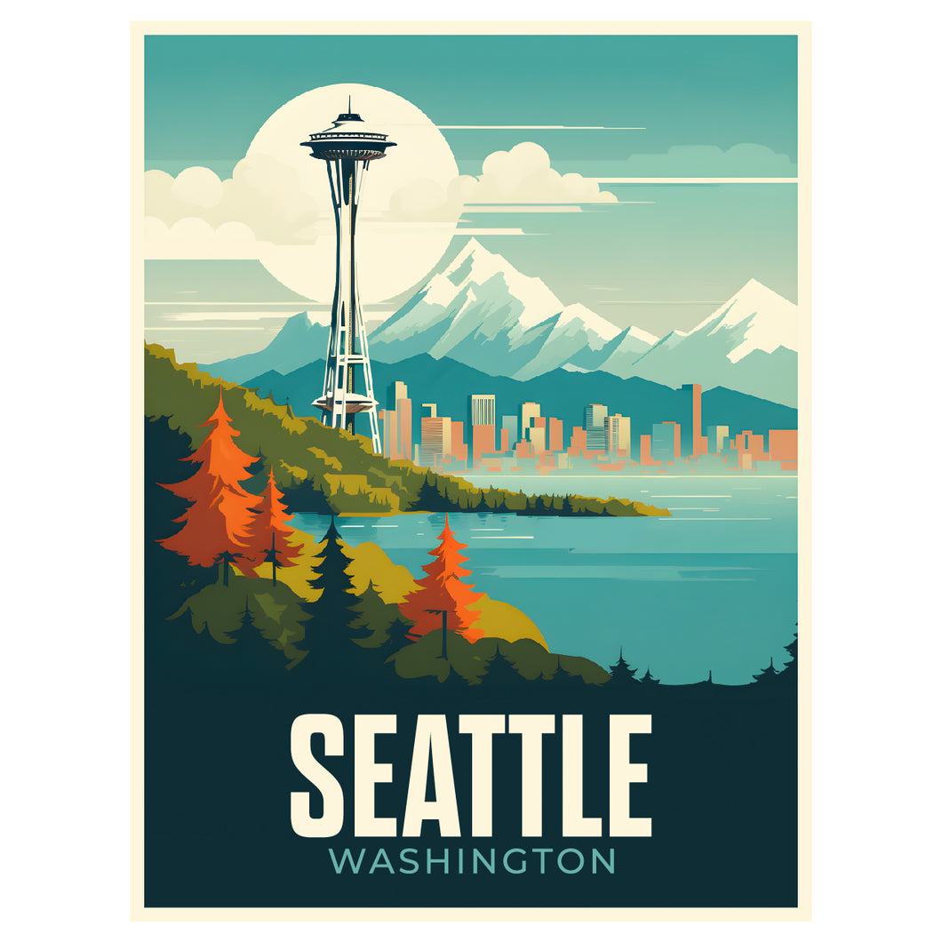 Exclusive Seattle Washington Collectible - Vintage Travel Poster Art
