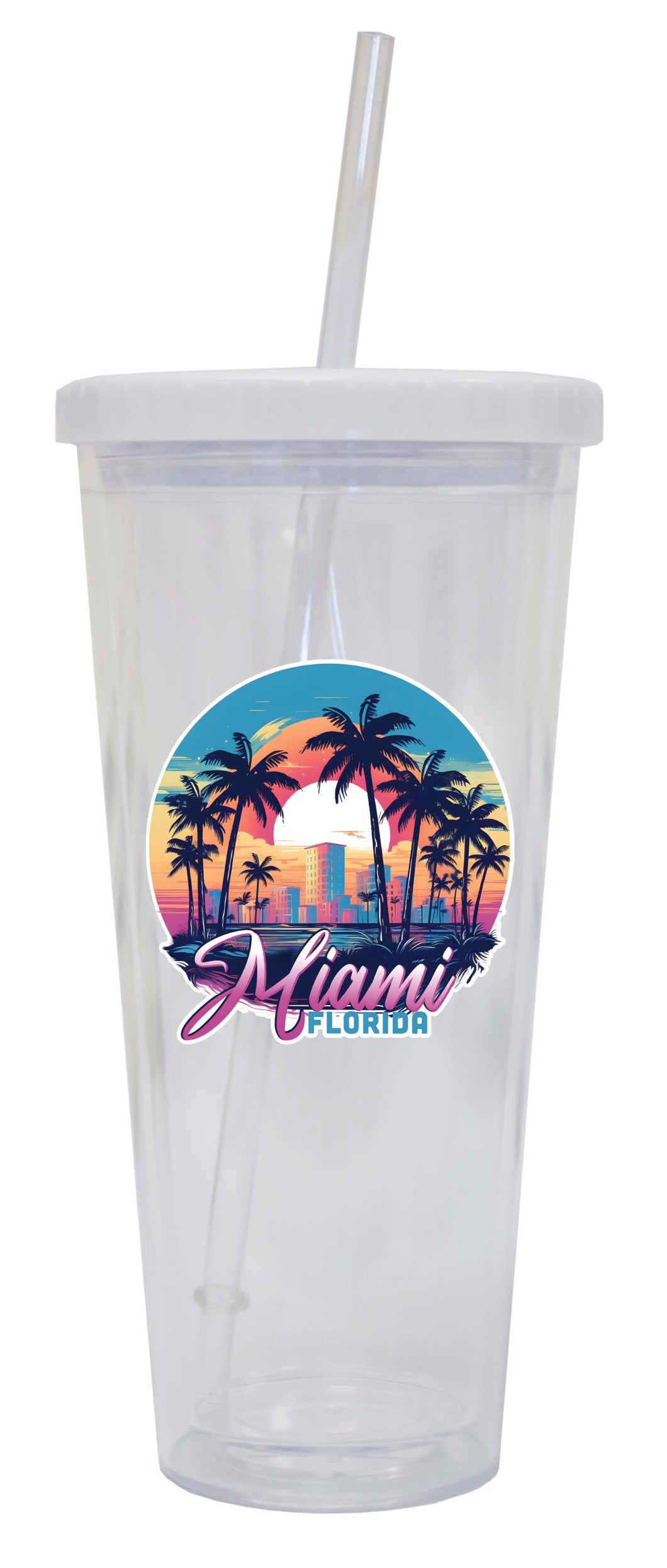 Miami Florida B Souvenir 24oz Tumbler With Lid and Straw