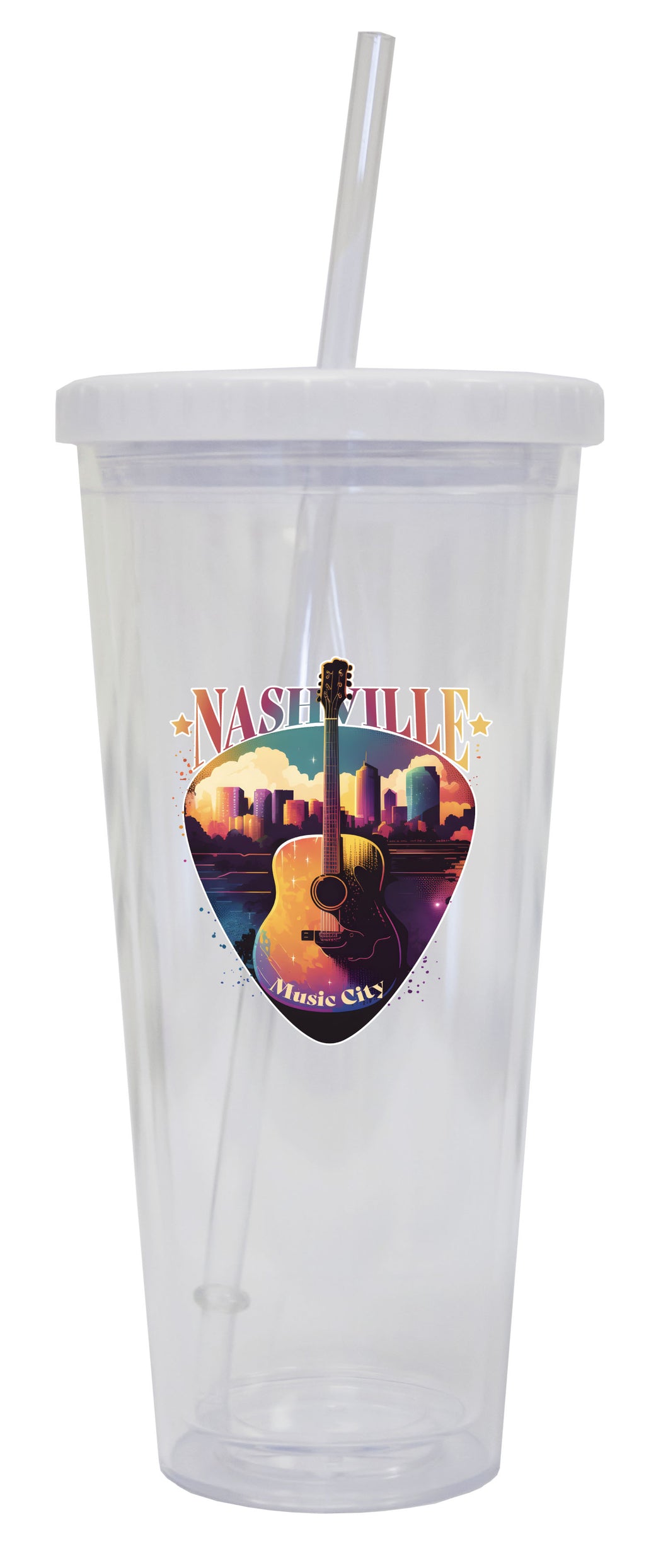 Nashville Tennessee Music City Souvenir 24oz Tumbler With Lid and Straw