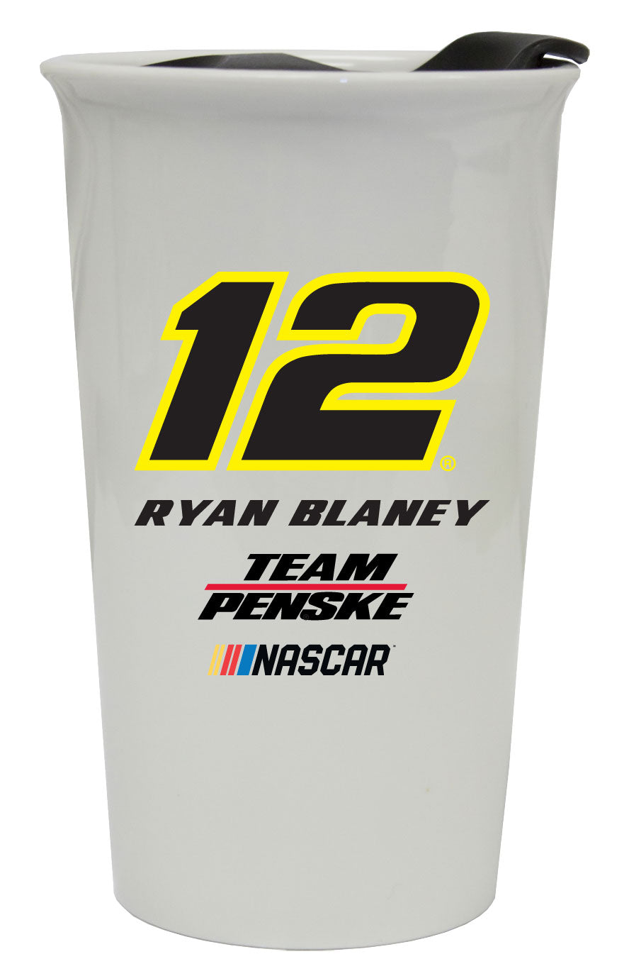 R and R Imports Ryan Blaney #12 NASCAR Double Walled Ceramic Tumbler New for 2020