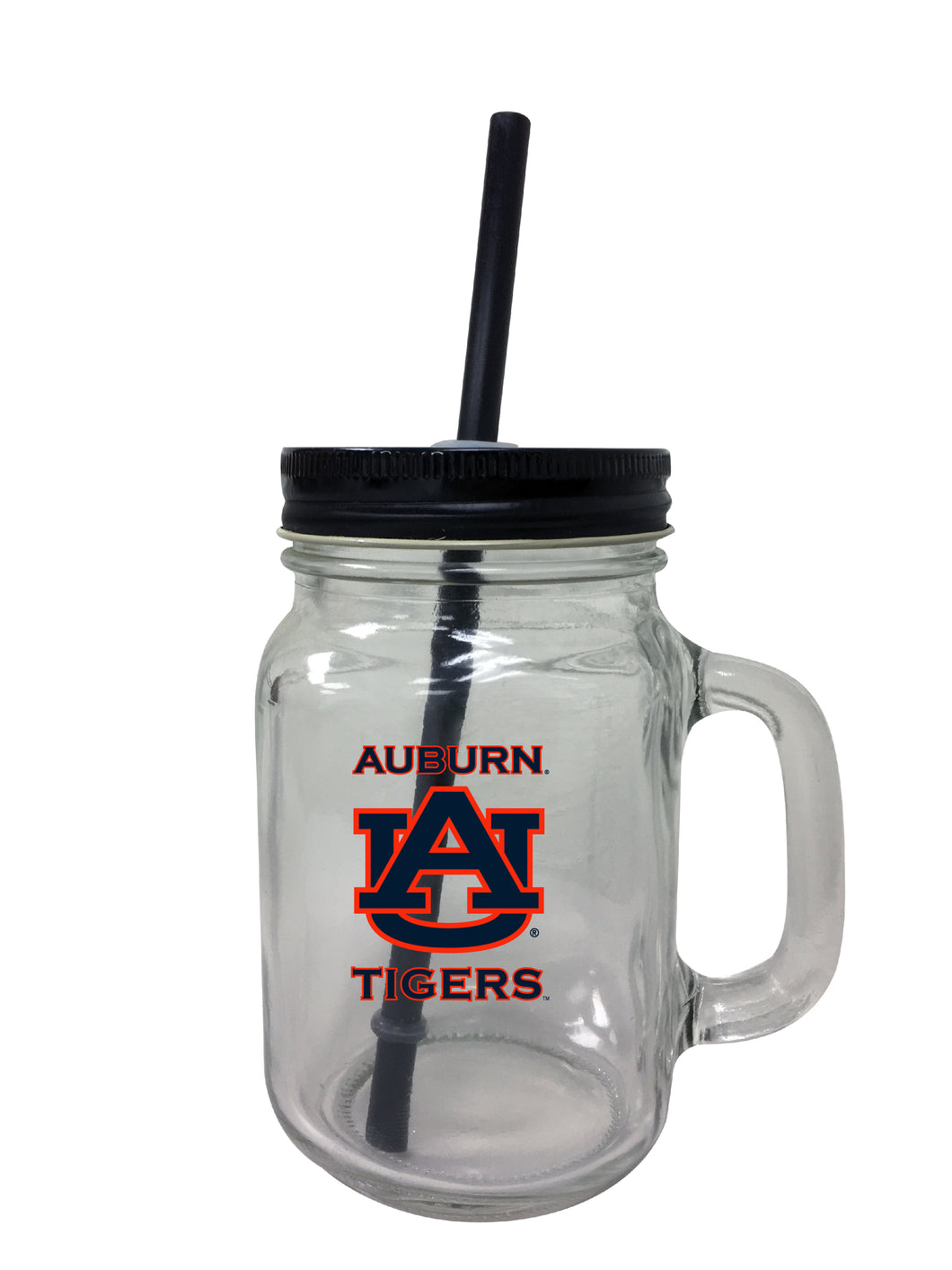 Auburn Tigers NCAA Iconic Mason Jar Glass - Officially Licensed Collegiate Drinkware with Lid and Straw 