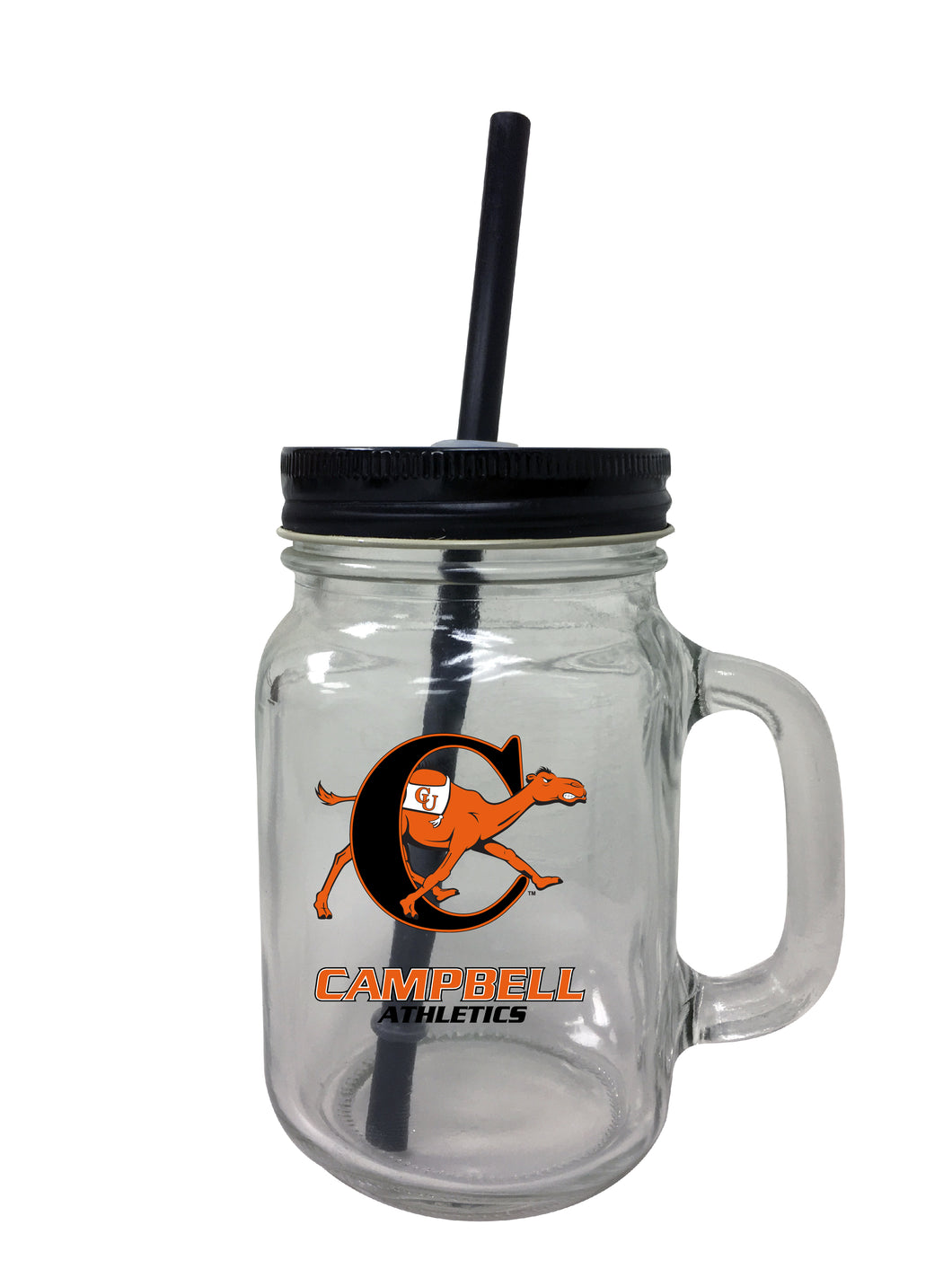 Campbell University Fighting Camels NCAA Iconic Mason Jar Glass - Officially Licensed Collegiate Drinkware with Lid and Straw 2-Pack