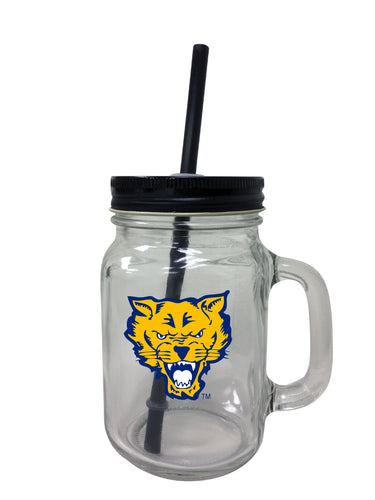 Fort Valley State University NCAA Iconic Mason Jar Glass - Officially Licensed Collegiate Drinkware with Lid and Straw 2-Pack