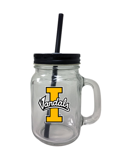 Idaho Vandals NCAA Iconic Mason Jar Glass - Officially Licensed Collegiate Drinkware with Lid and Straw 2-Pack