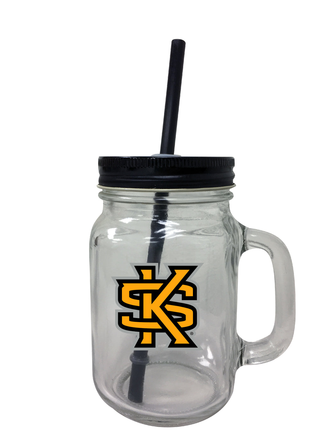 Kennesaw State University NCAA Iconic Mason Jar Glass - Officially Licensed Collegiate Drinkware with Lid and Straw 2-Pack