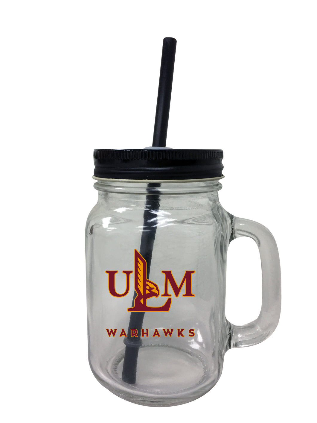University of Louisiana Monroe NCAA Iconic Mason Jar Glass - Officially Licensed Collegiate Drinkware with Lid and Straw 2-Pack