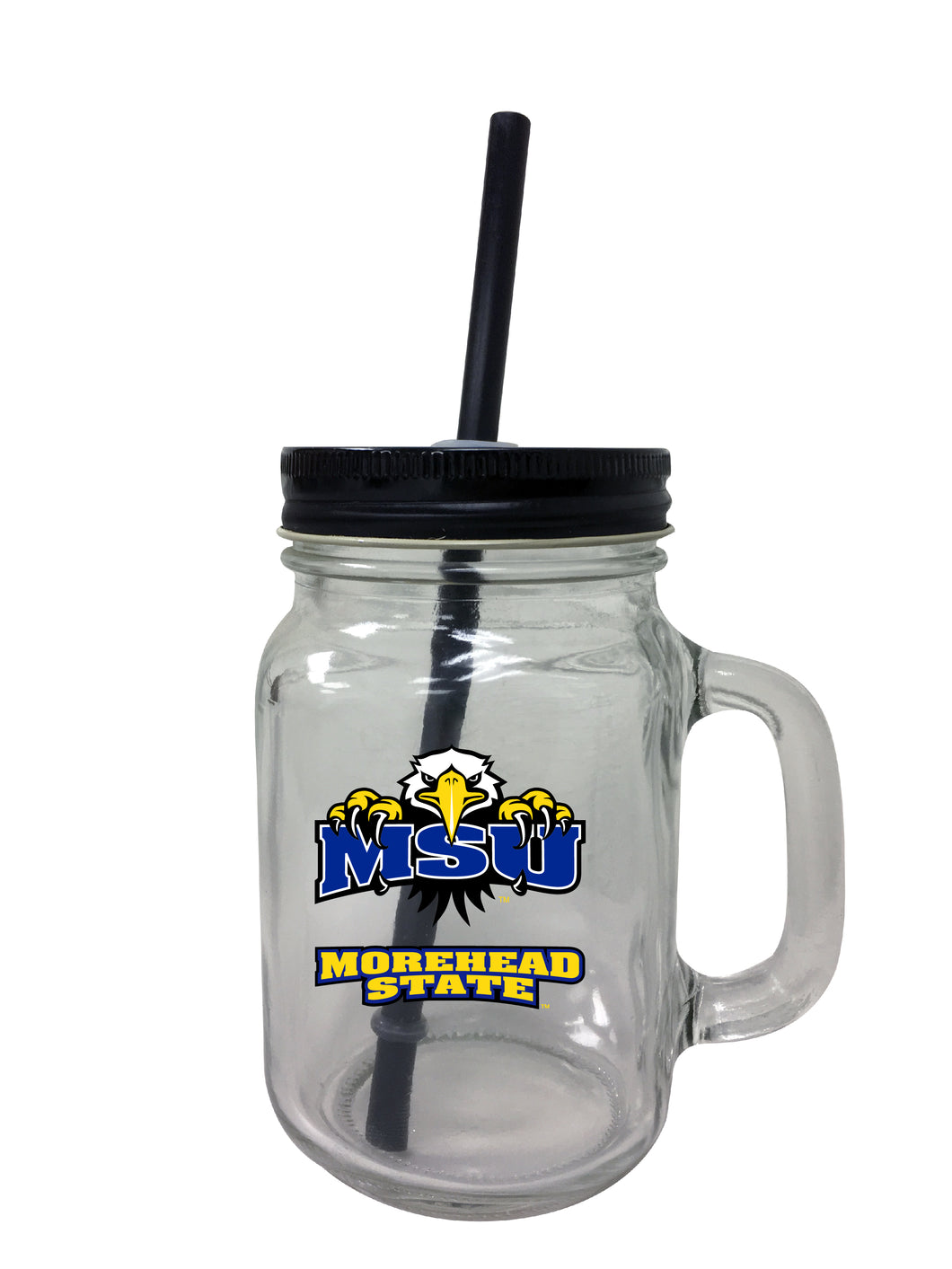 Morehead State University NCAA Iconic Mason Jar Glass - Officially Licensed Collegiate Drinkware with Lid and Straw 2-Pack